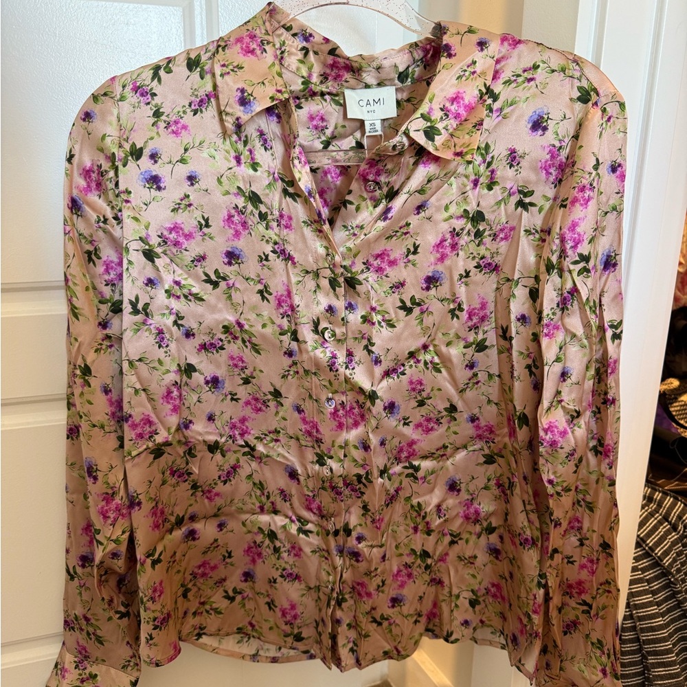 Ami Pink and Purple Floral Blouse